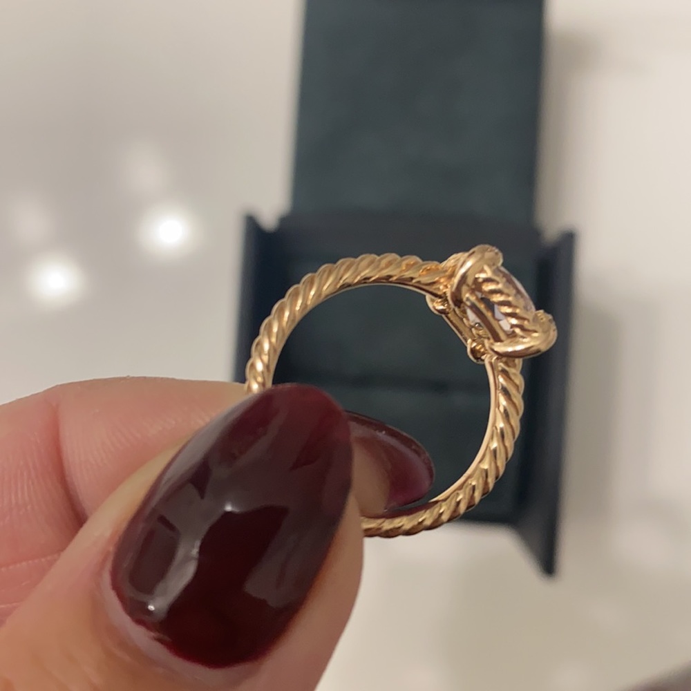 David Yurman Petite Chatelaine Rose Gold Morganite Diamond Bezel Ring - Size 7